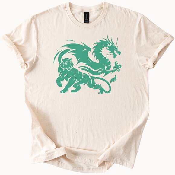 Dragon Tiger Tee Mythical Creature Graphic Shirt - Picture 1 of 6